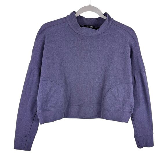 Zobha Purple Long Sleeve Mock Neck Cropped Athleisure Pullover Women's Size M - Picture 1 of 5